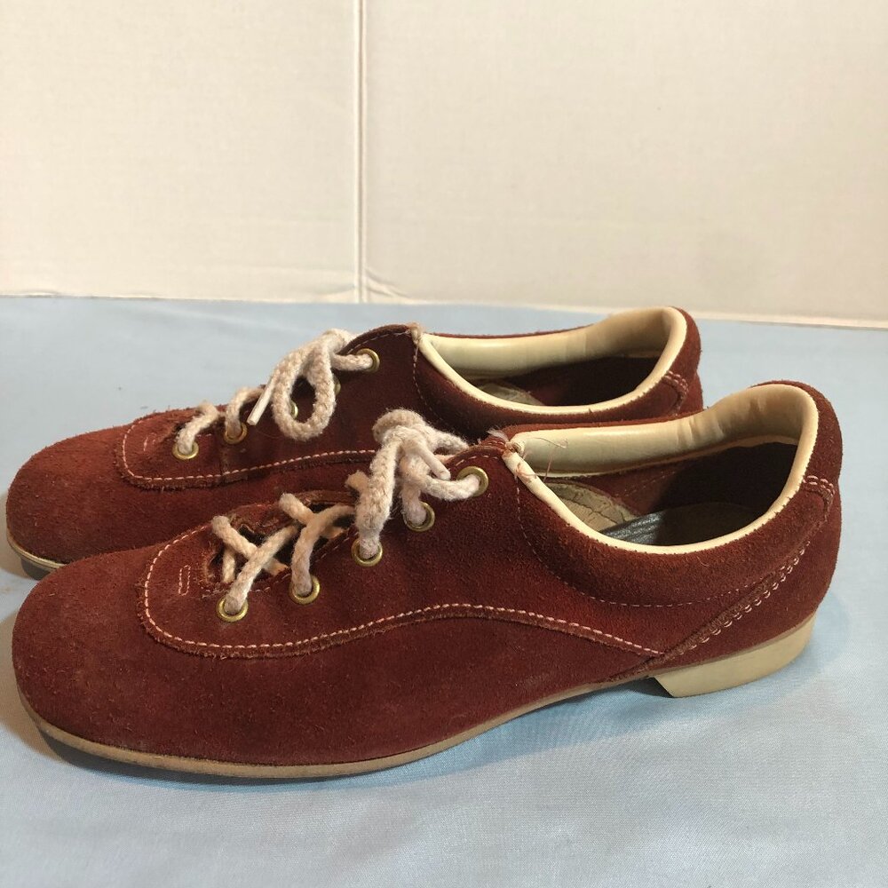Dexter Women's Suede Lace-Up Shoes - Rust and Cream